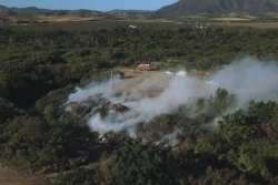 L'incendie est maîtrisé mais pas éteint au centre d'enfouissement technique de Pouembout