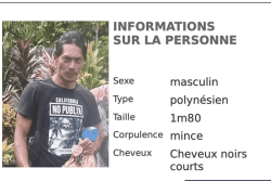APPEL À TÉMOIN - Disparu de son foyer, Manatea Tautu est recherché par les gendarmes