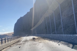 Eboulis sur la route du Cap Lahoussaye : la route est fermée à la circulation dans les deux sens