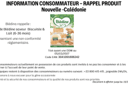 Rappel de produits Blédina : une seule référence concernée en Nouvelle-Calédonie