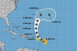 La tempête Jerry au plus près de la Guadeloupe ce jeudi après-midi 