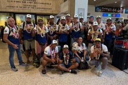 Les rameurs de Team OPT, vainqueurs de la Molokai Hoe, de retour au fenua