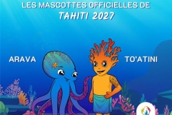 Découvre Arava, la pieuvre, et To’atini, le corail ! Ils vont représenter les Jeux Pacifique 2027 à Tahiti