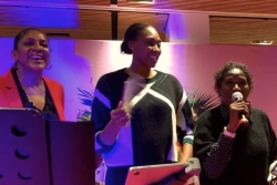 Marie-José Pérec, Sandrine Gruda et Maguy Nestoret, icônes du sport antillais en communion avec le public au chanté Nwèl d’Île-de-France