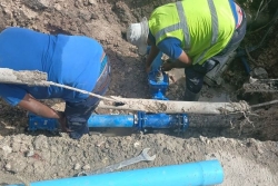 Le Gosier : une casse sur le réseau d’eau, responsable d'un manque d’eau à Bas-du-Fort