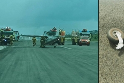 Une roue du train d’atterrissage se décroche, l’élève pilote effectue une remise de gaz 