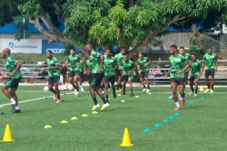 La sélection de Martinique de football en stage avec à son terme un match contre la Jamaïque à Pierre-Aliker