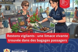 Une limace vivante trouvée dans des bagages lors du contrôle des passagers d'un vol de Nouméa