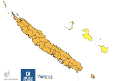 20 communes de Calédonie en vigilance orange fortes pluies et orages, les Loyauté en vigilance jaune