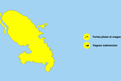 La Martinique est en vigilance jaune pour fortes pluies, orages et vagues-submersion