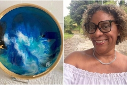 L’artiste martiniquaise Muryel Edmond présente sa première grande exposition d’objets en résine époxy et sa peinture pouring