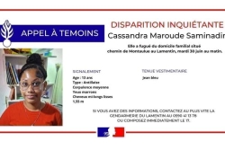 Disparition inquiétante au Lamentin : un appel à témoins lancé pour retrouver Cassandra Maroude Saminadin, une adolescente de 13 ans