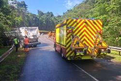 Sortie de route sur la RN2 : un super poids lourd bloque une partie de la chaussée, prudence vers Saint-Georges