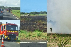 Incendie de cannes et de broussailles à Cambrefort (Capesterre-Belle-Eau) : la circulation déviée