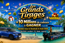 Tahiti KDO : plus de 10 millions de francs de cadeaux à gagner en direct vendredi 21 août sur Polynésie la 1ère