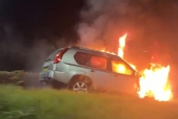 Un SUV prend feu sur la RDO