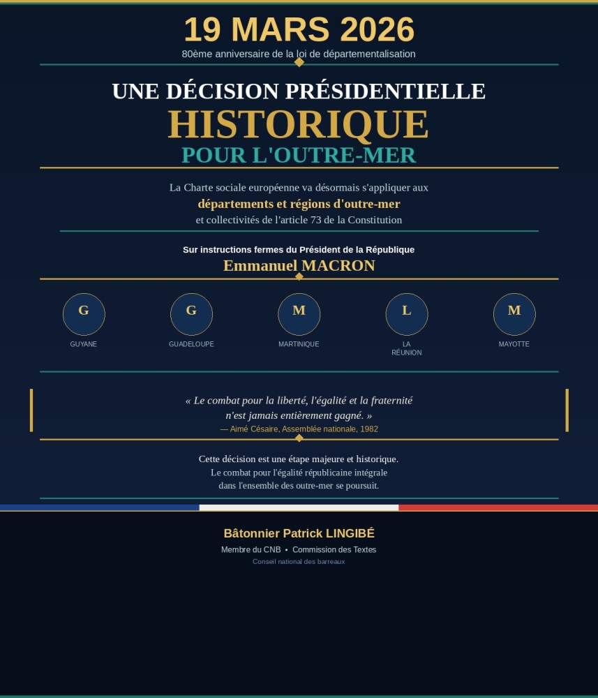 Extension de la Charte sociale européenne aux DROM : l'aboutissement d'un combat républicain