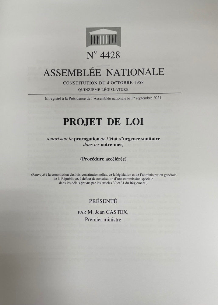 Projet de loi n° 4428 autorisant la prorogation de l'état d'urgence sanitaire dans les outre-mer