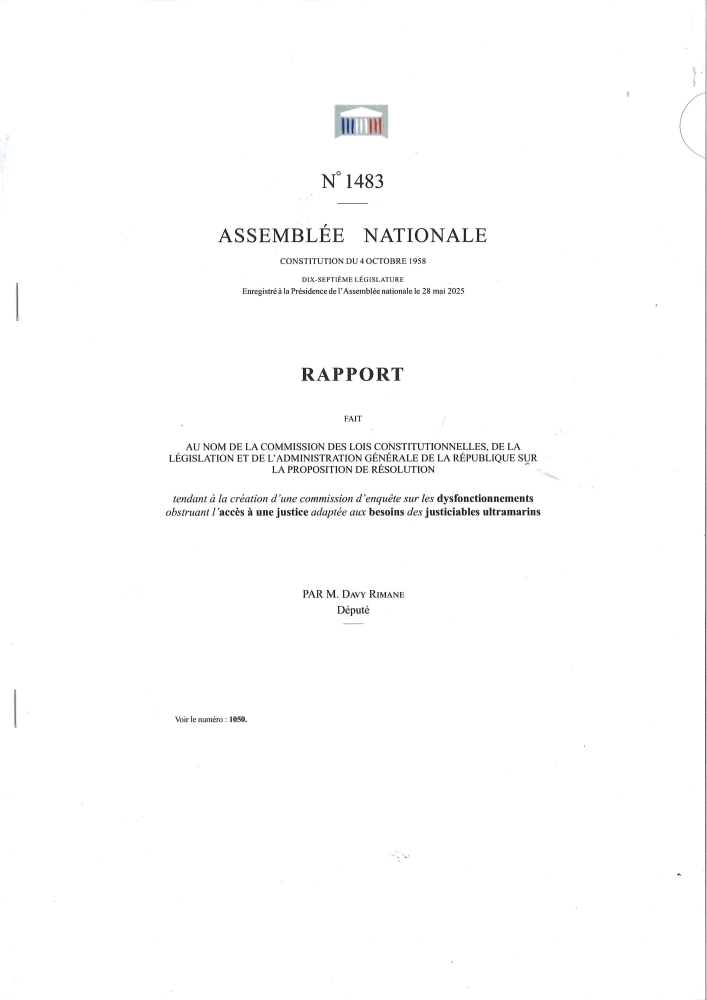 Commission d’enquête sur les dysfonctionnements obstruant l’accès à une justice adaptée aux besoins des justiciables ultramarins